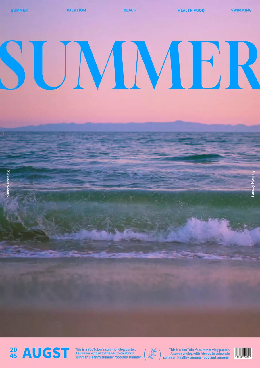 Blue Modern Summer Vlog Poster