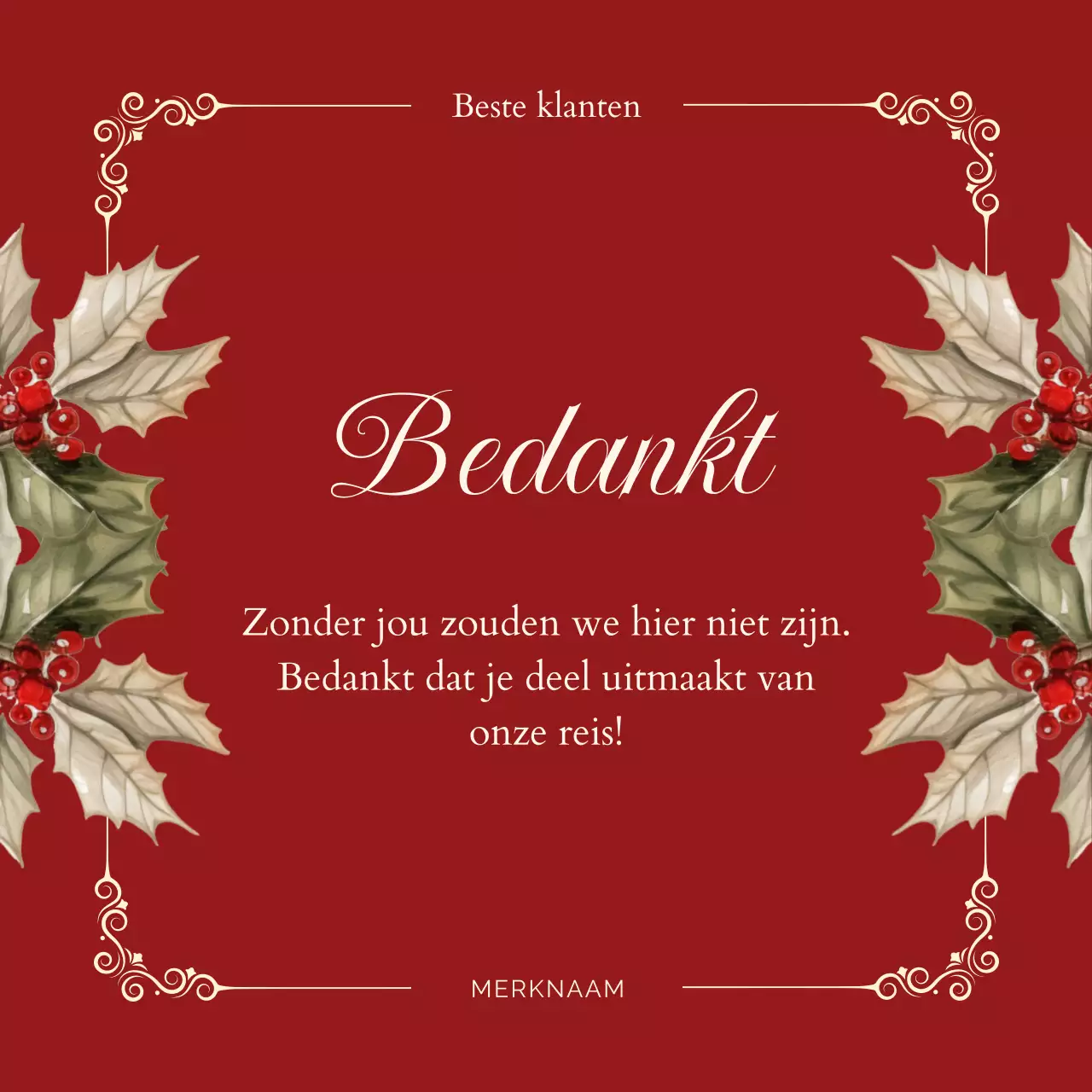 Rood en wit vintage elegant kerstgroet social media vierkant