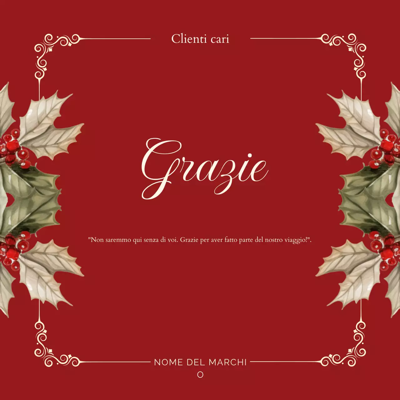 Elegante quadrato di auguri natalizi vintage rosso e bianco per i social media