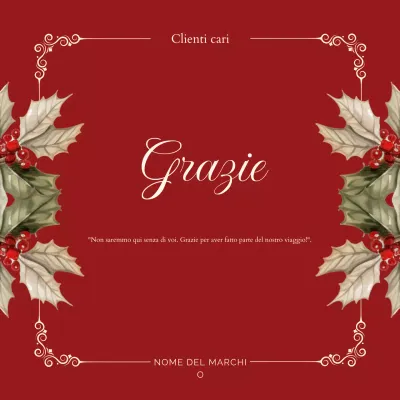 Elegante quadrato di auguri natalizi vintage rosso e bianco per i social media