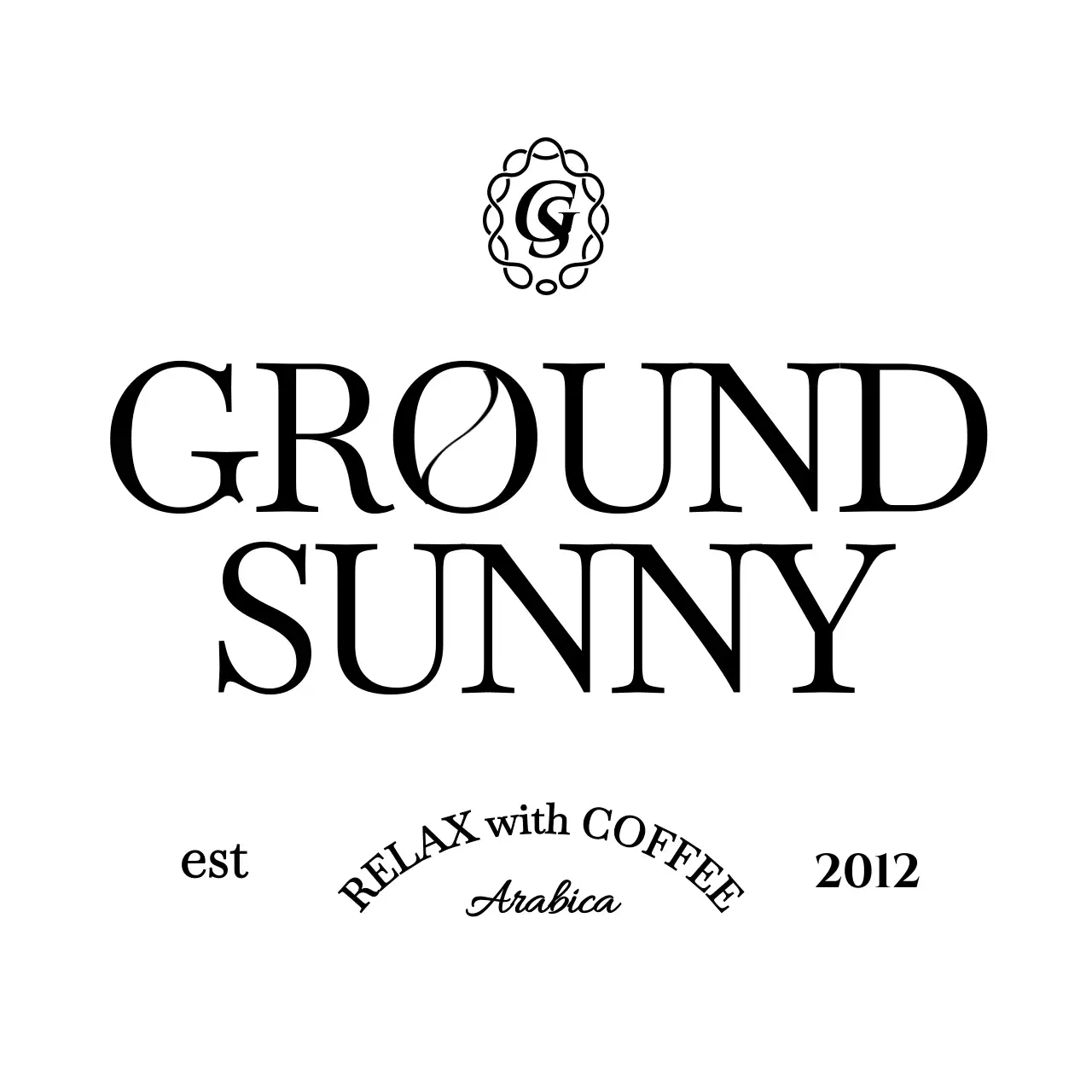 黒の高級感のあるコンセプトのテキストで構成されたカフェグッズ。