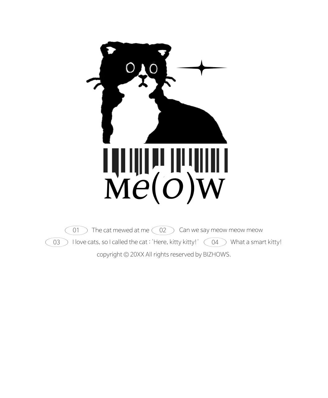 バーコード付きの黒い猫のキャラクター