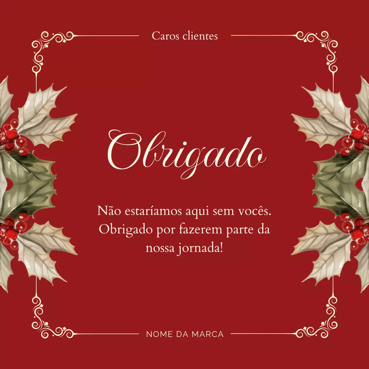 Cartão de Natal Vintage Elegante em Vermelho e Branco para Redes Sociais (Quadrado)