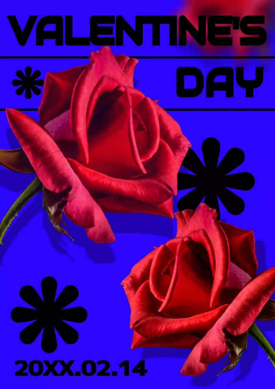 青と赤の強烈なバラをコンセプトにしたバレンタインデーのご案内