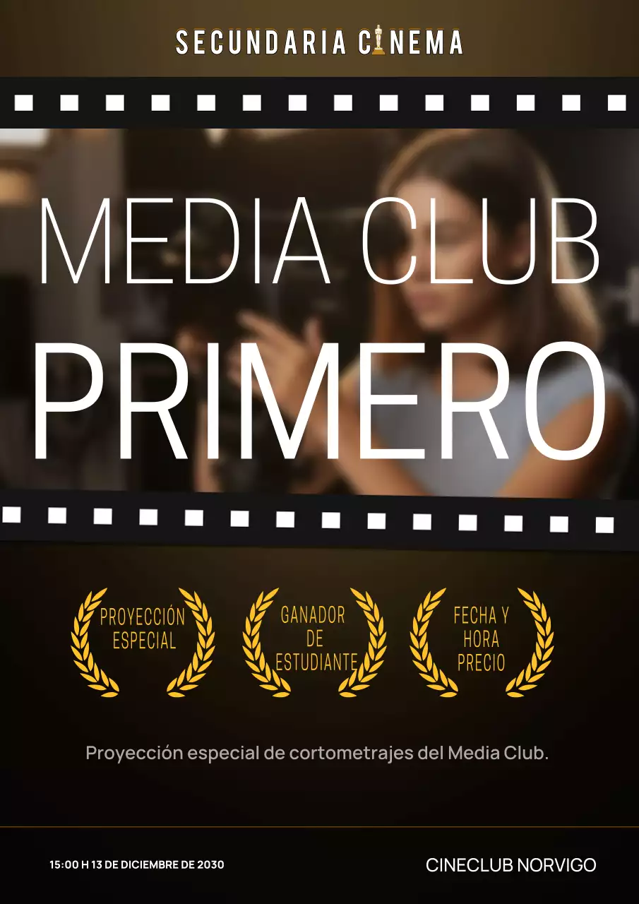 Anuncio de evento de cine moderno negro