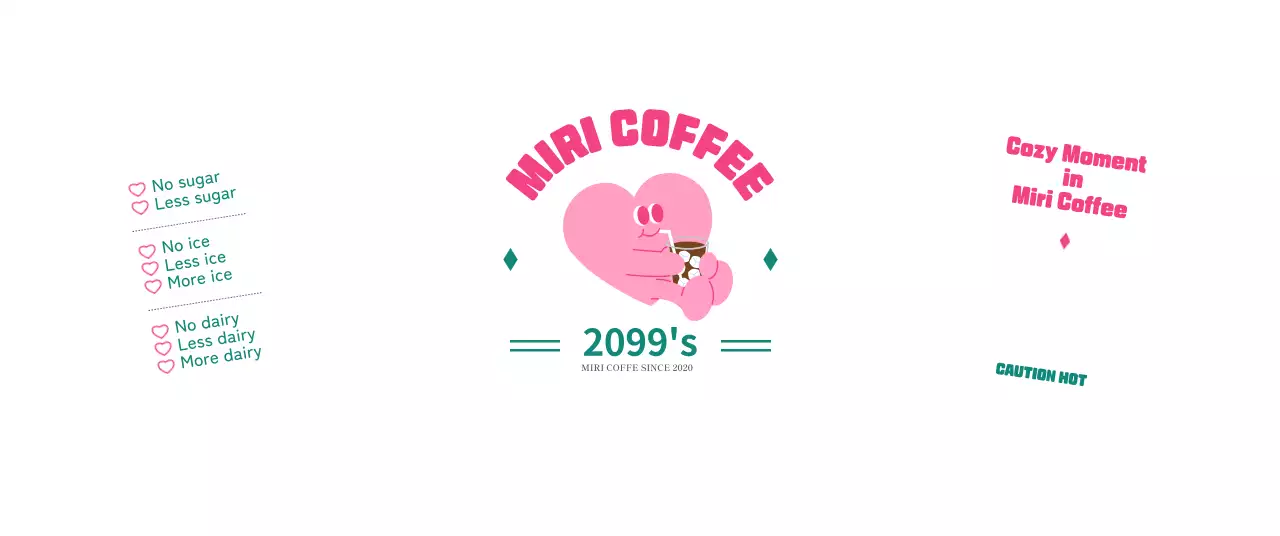 ピンクのキャラクターイラスト型カフェのPR