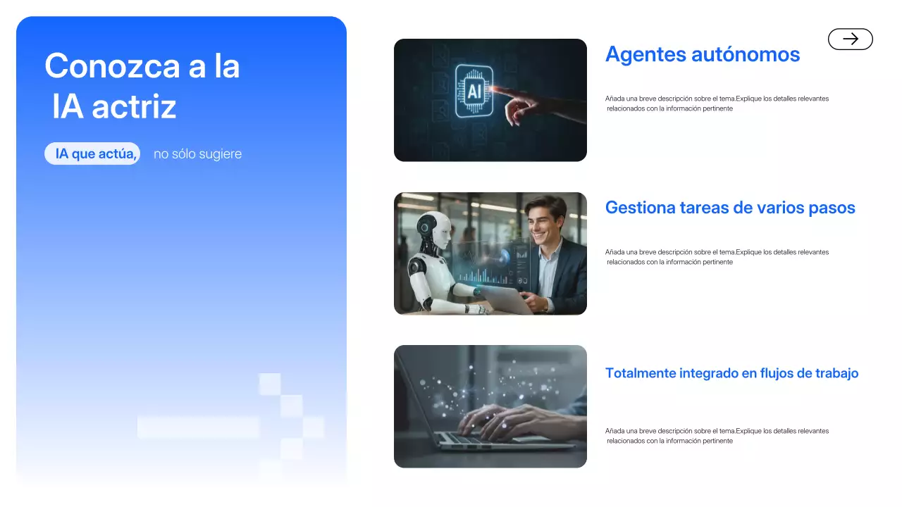 Presentación de IA moderna azul