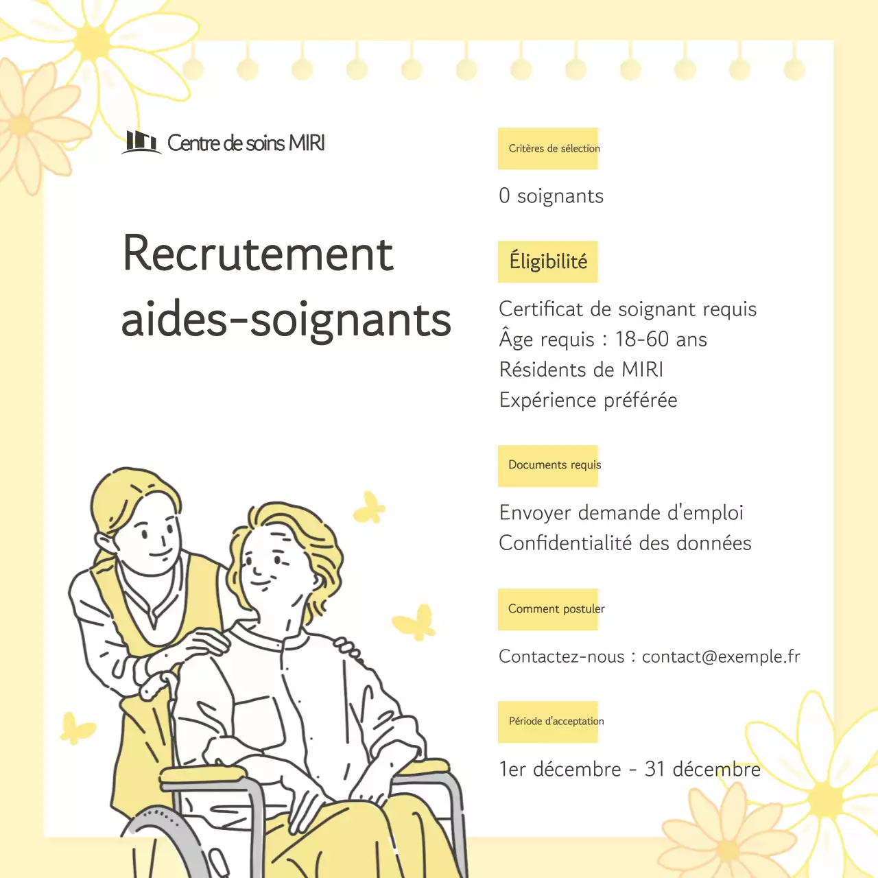 Recrutement simple jaune