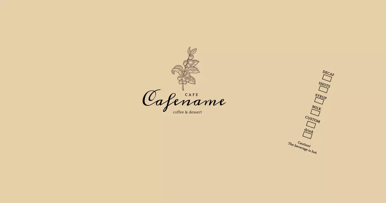 ベージュ シンプル カフェ メニュー