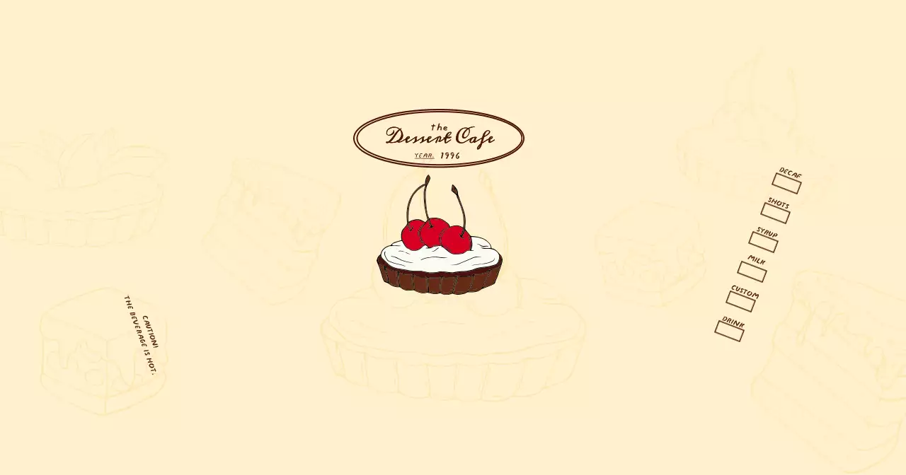 ベージュ レトロ カフェ メニュー