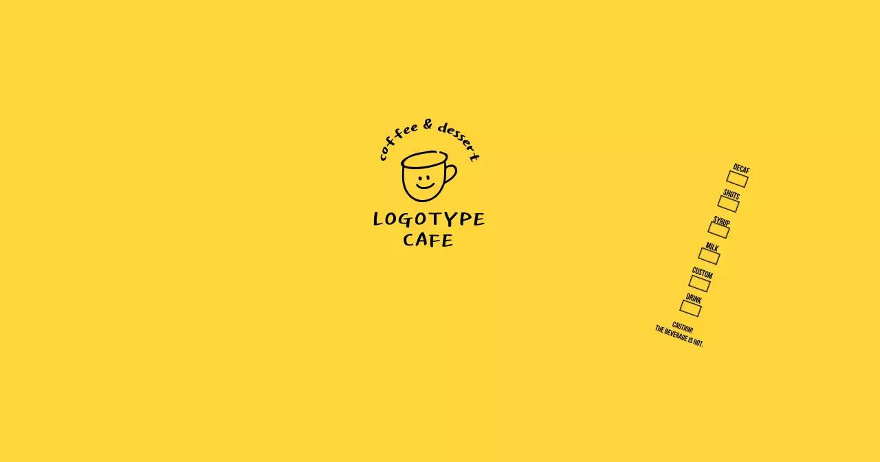 黄色 シンプル カフェ ロゴ