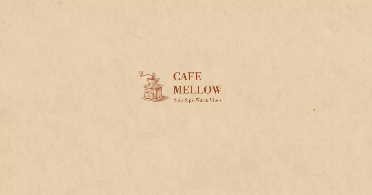 ベージュ レトロ カフェ ロゴ