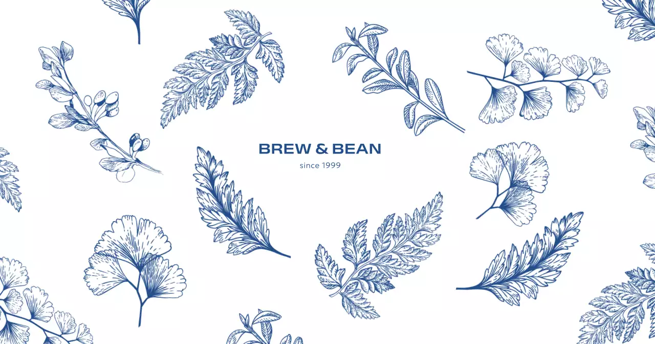 青 シンプル カフェ ロゴ