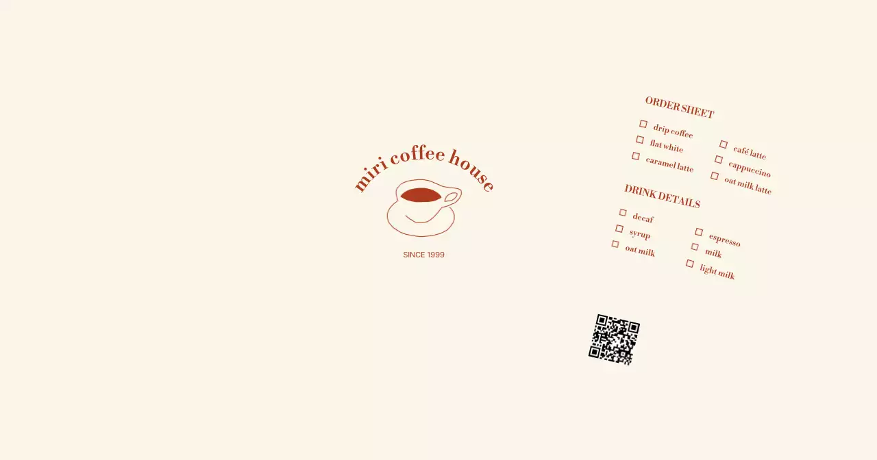 ベージュ シンプル コーヒー メニュー