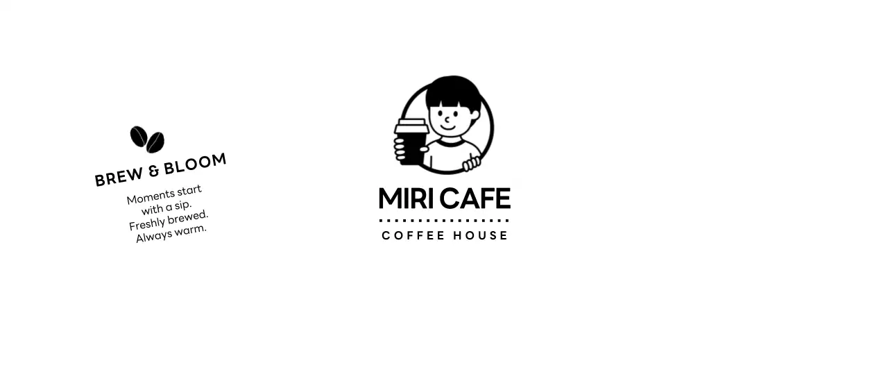 白黒 シンプル カフェ ロゴ ロゴテキスト