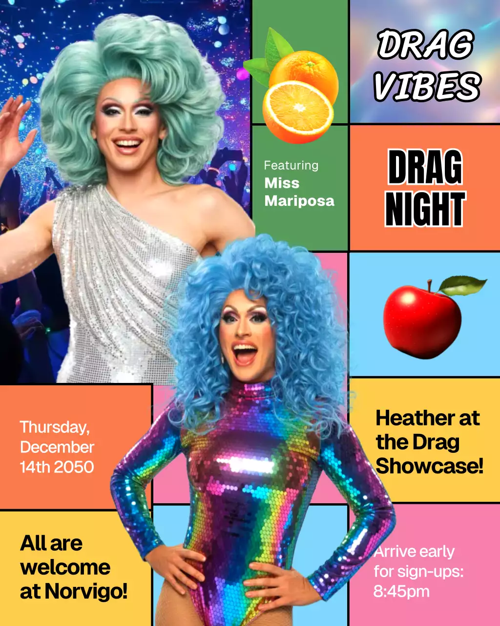 Colourful Trendy Drag event Announcement Instagram Post