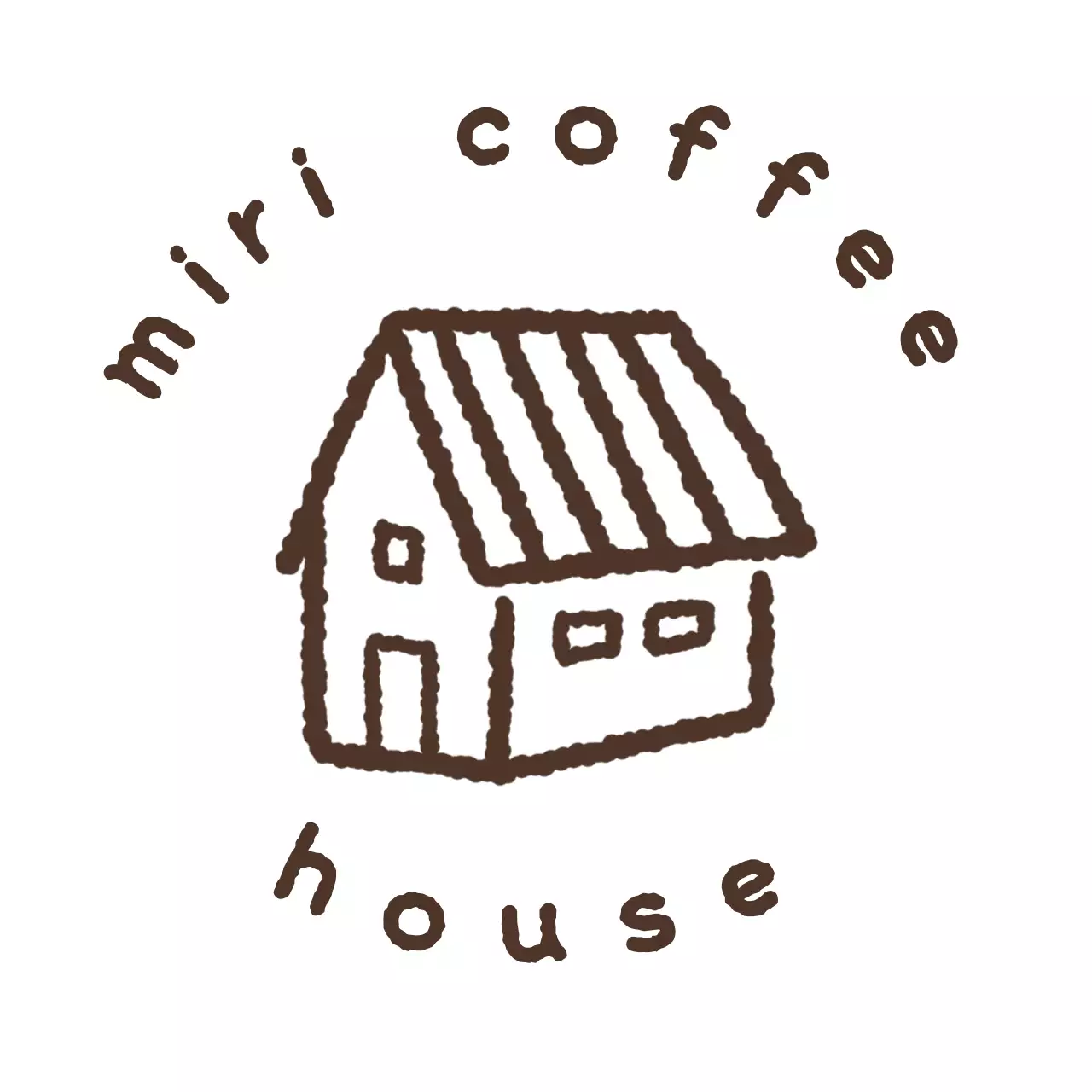 茶色 手書き カフェ ロゴ イラストロゴ