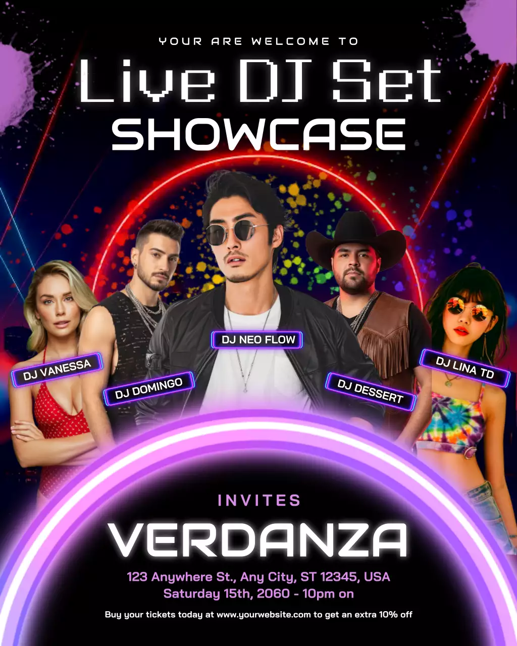Purple Modern DJ Showcase Event Announcement Post