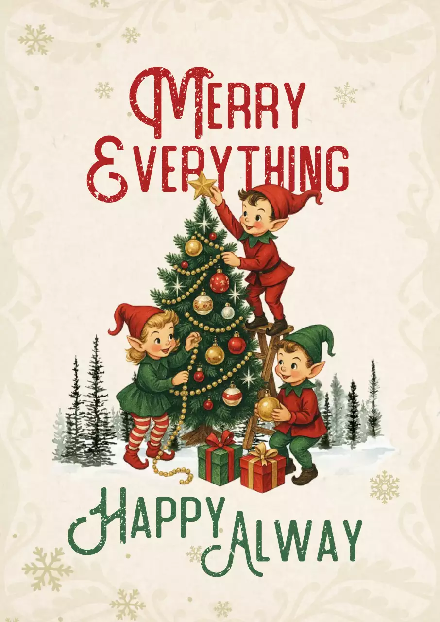 베이지 빈티지 크리스마스 엽서