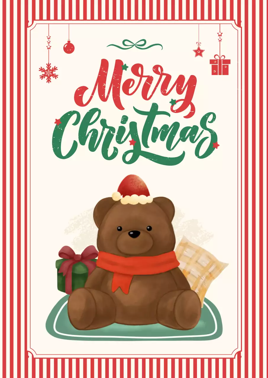 빨강 아기자기한 크리스마스 엽서