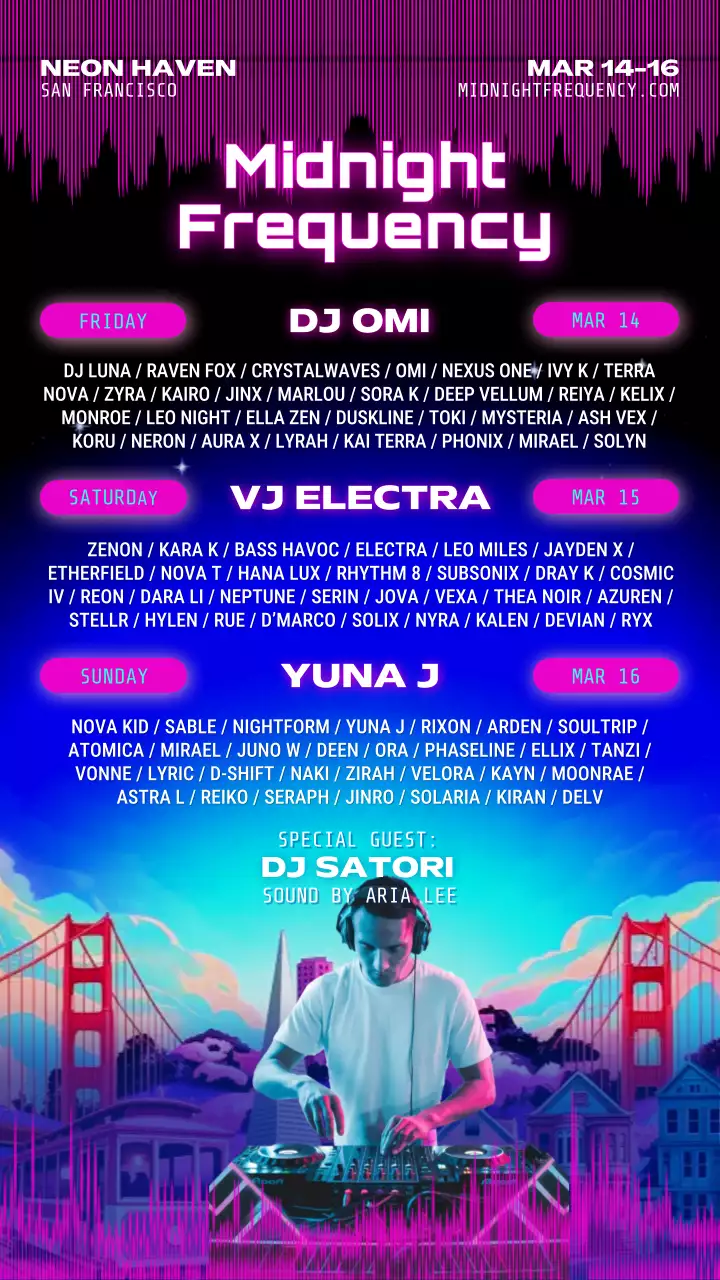 Magenta Retro Music Event Announcement