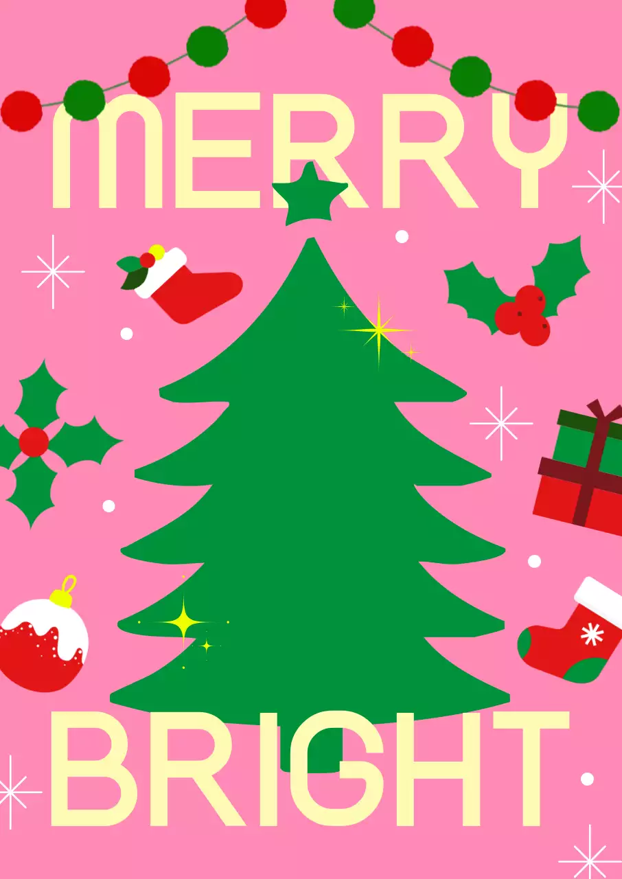 핑크 아기자기한 크리스마스 카드