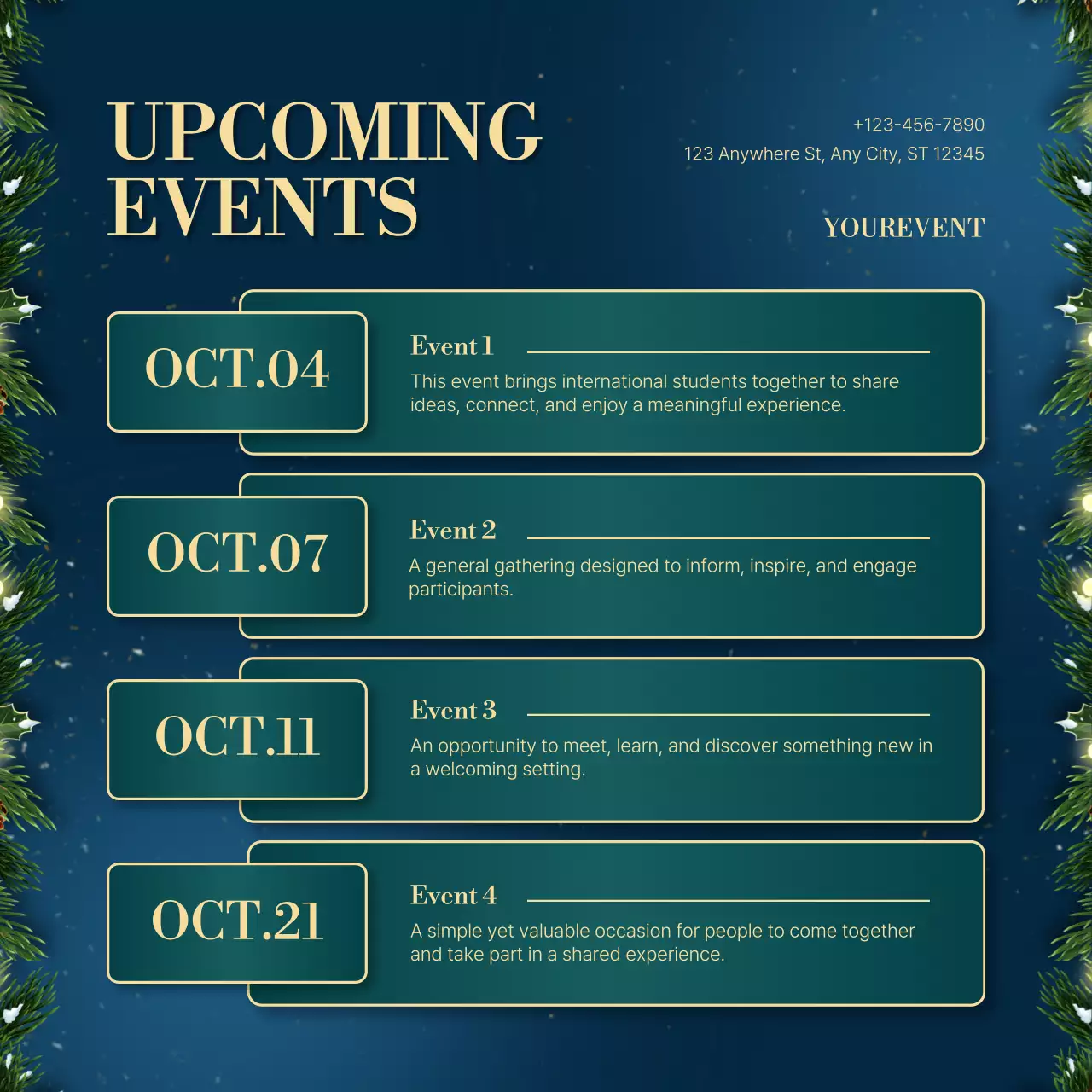Blue and Green Elegant Christmas Event Announcement Instagram Post