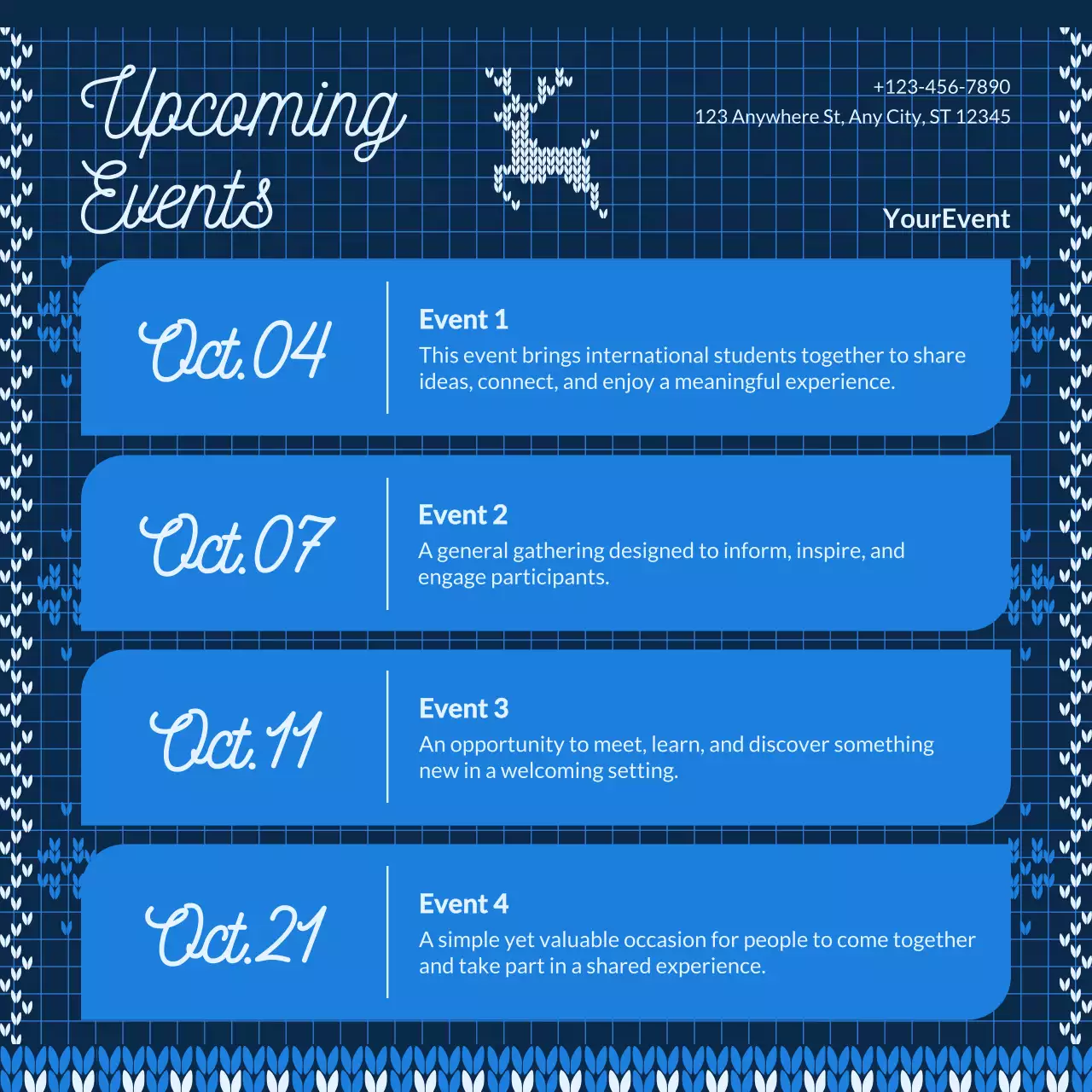 Blue Traditional Christmas Event Calendar Instagram Post