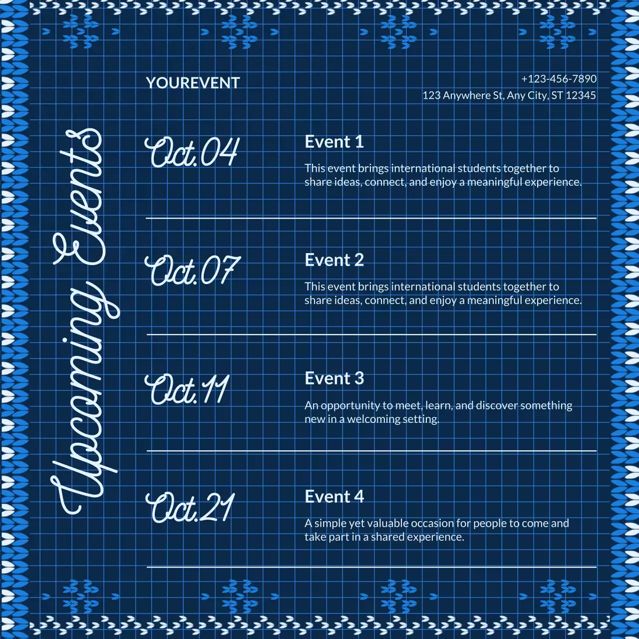 Blue Traditional Christmas Event Calendar Instagram Post