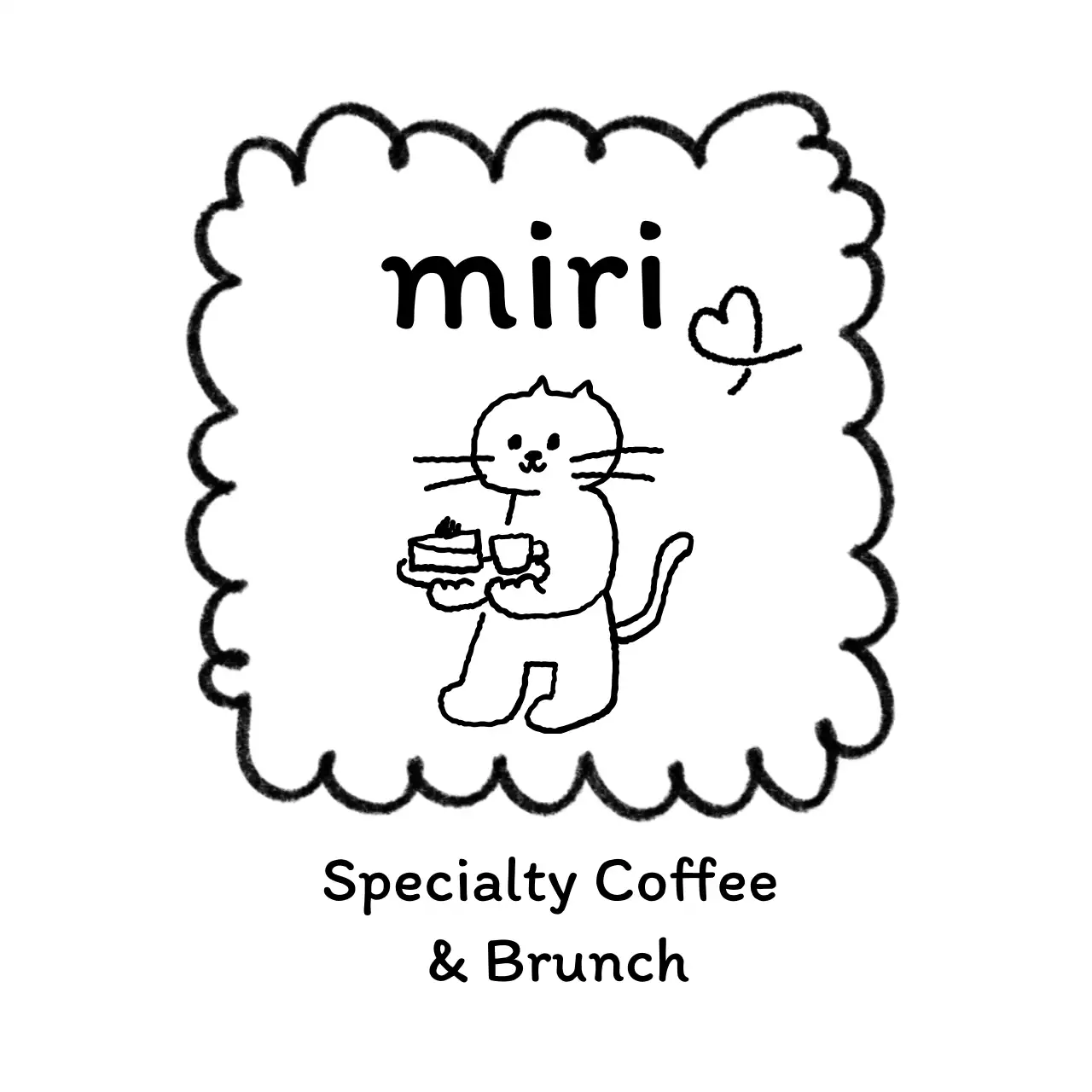 白黒 かわいい カフェ シンボルロゴ