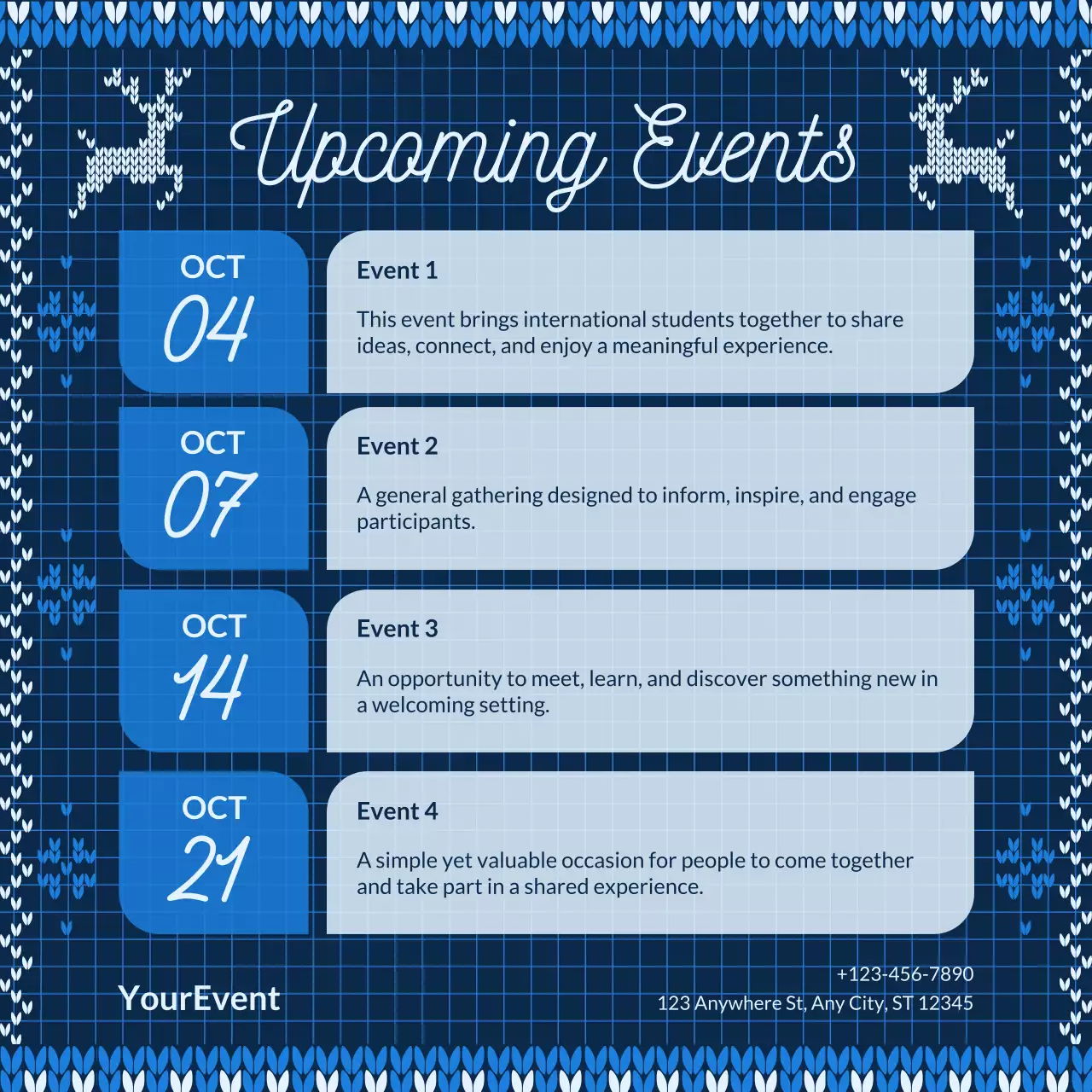 Blue Traditional Christmas Event Calendar Instagram Post