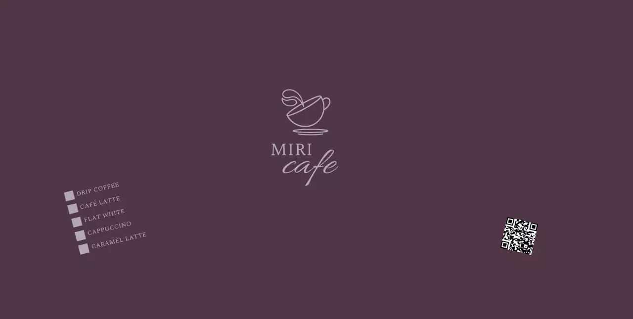 茶色 シンプル カフェ メニュー キューアールとチェック