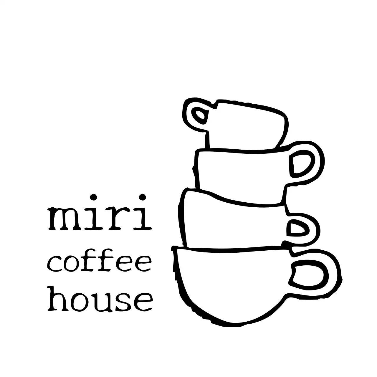 白黒 シンプル カフェ イラストロゴ