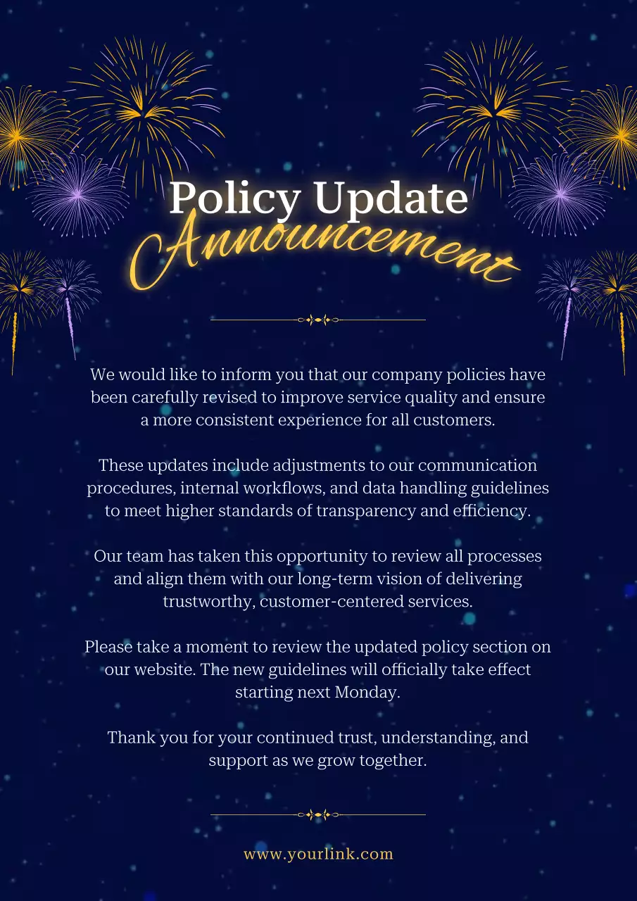 Navy Elegant Policy Announcement Poster