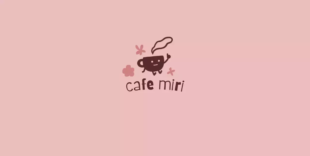 ピンク かわいい カフェ イラストロゴ