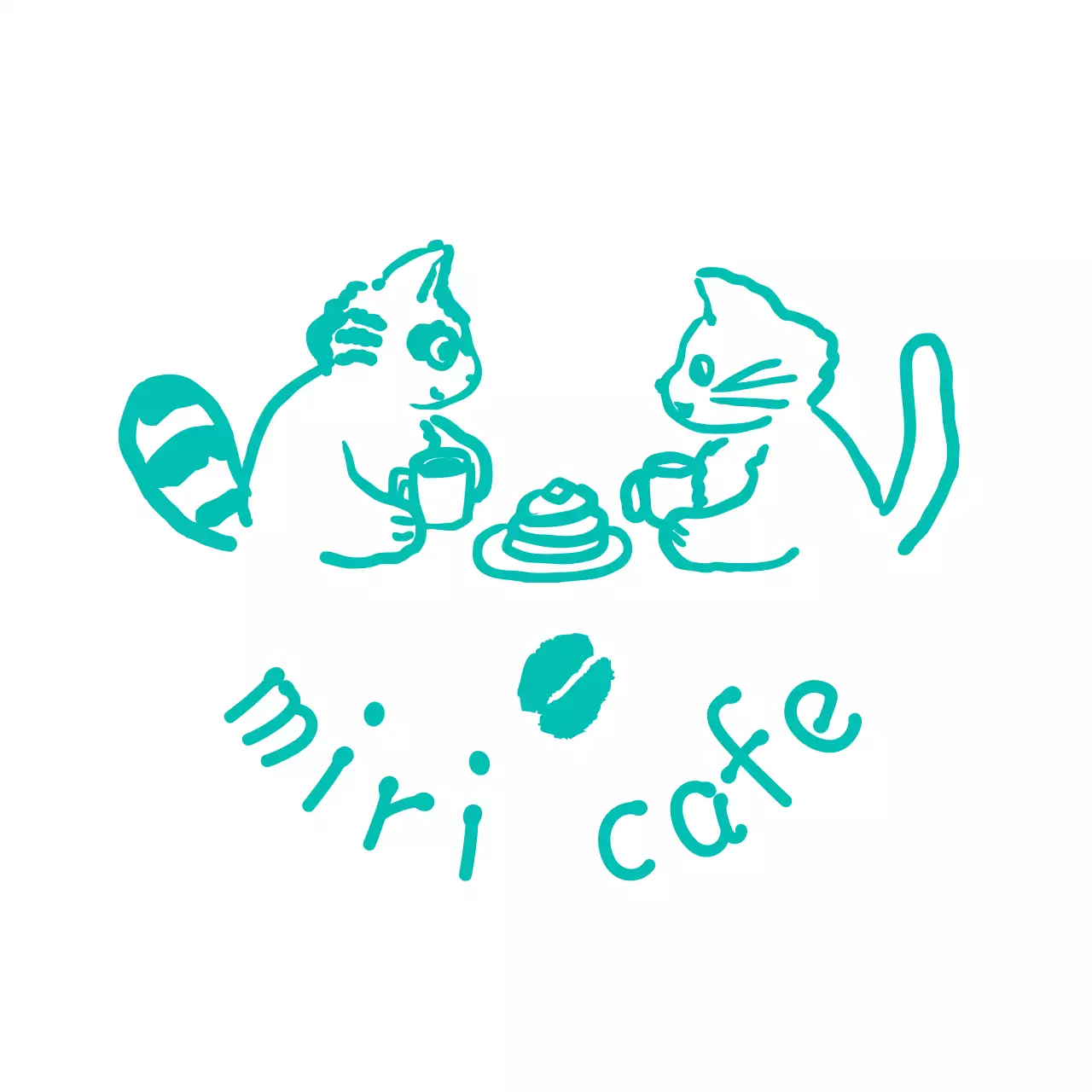 水色 かわいい カフェ イラストロゴ