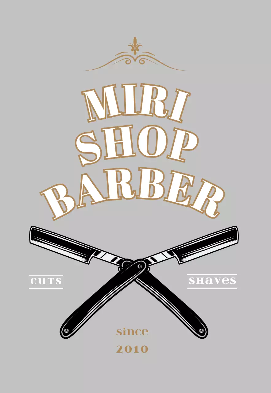 グレーのヴィンテージスタイルの理髪店の看板