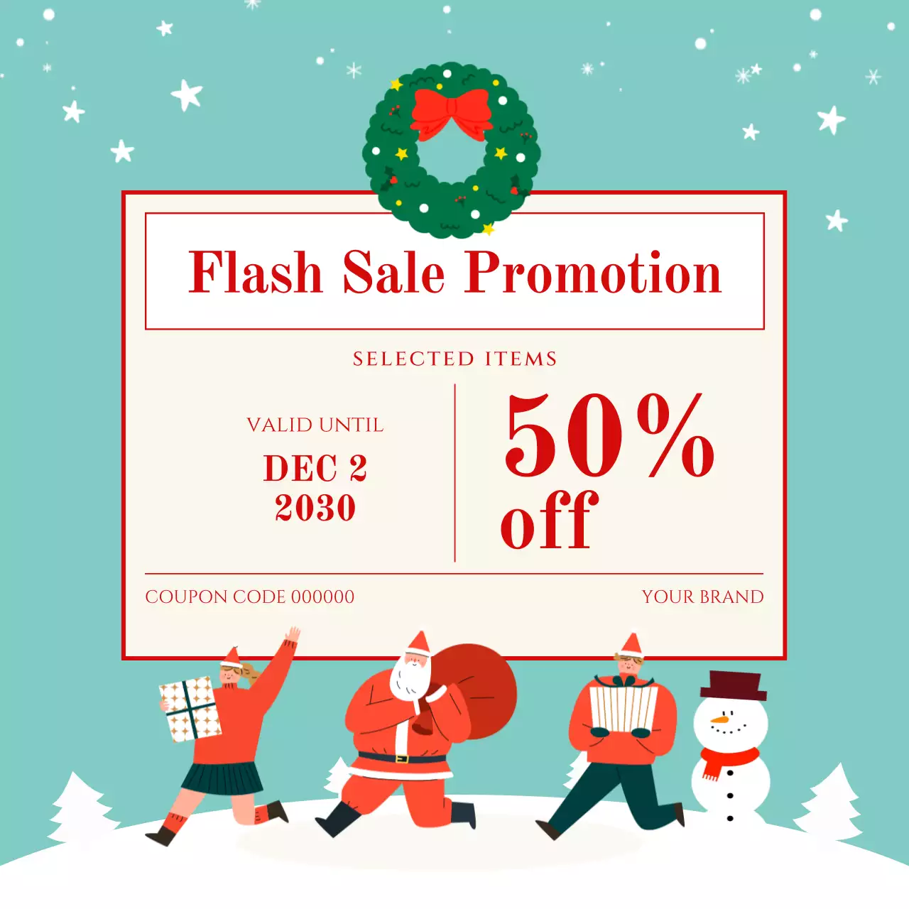 Mint Green Festive Sale Promotion Post