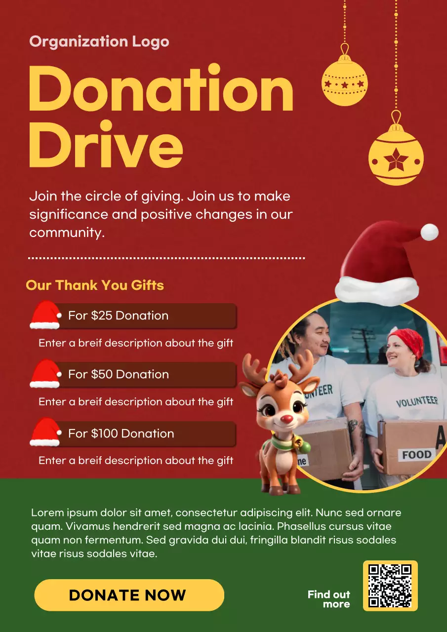 Red Festive Donation Announcement Poster