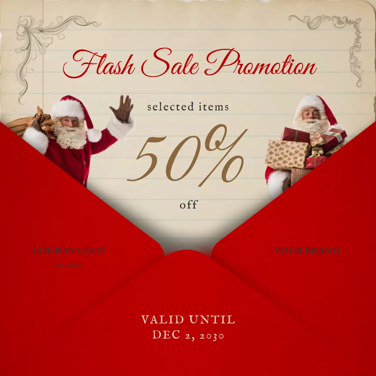 Red Vintage Sale Advertisement Post