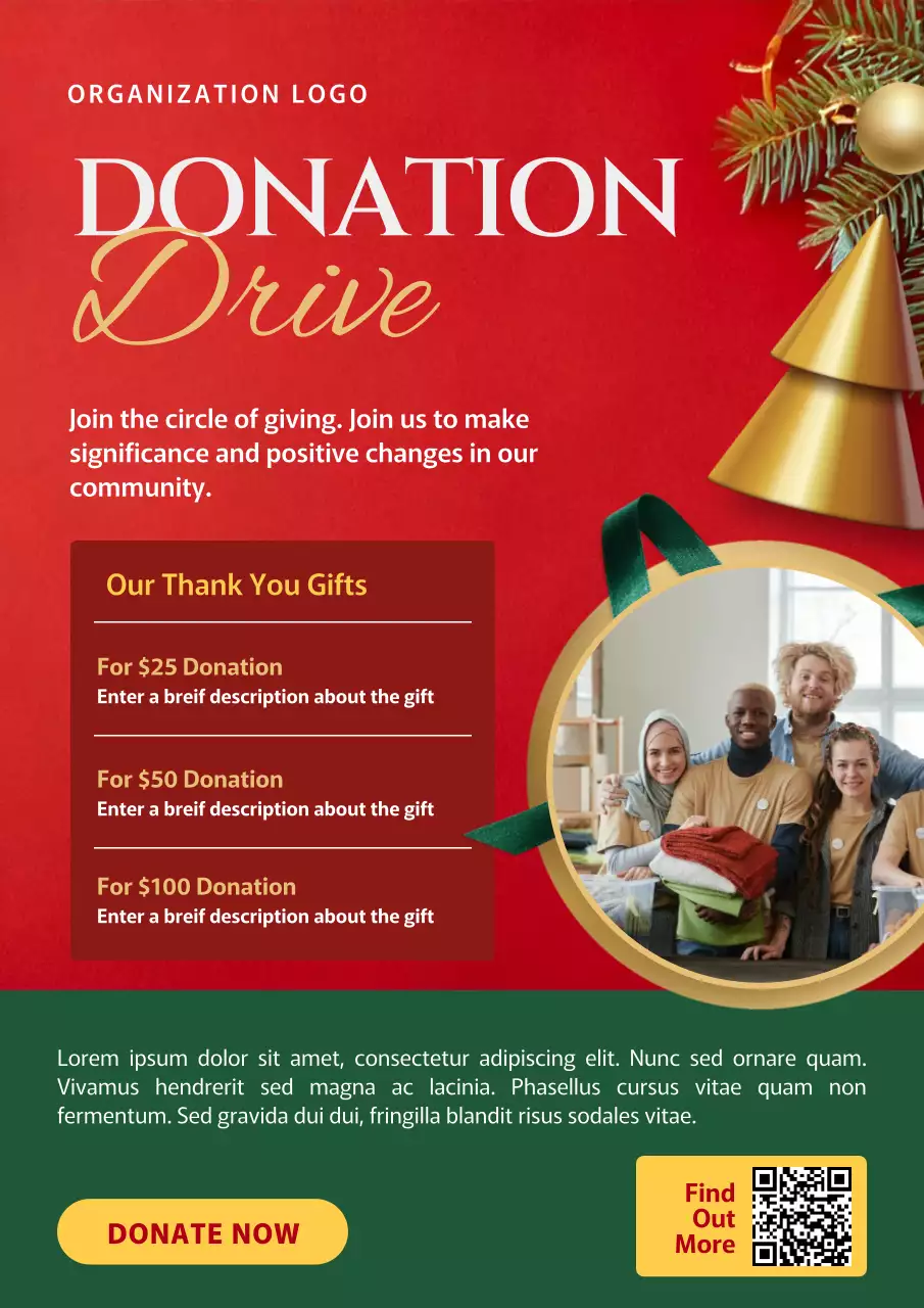 Red Modern Charity Promotion Poster