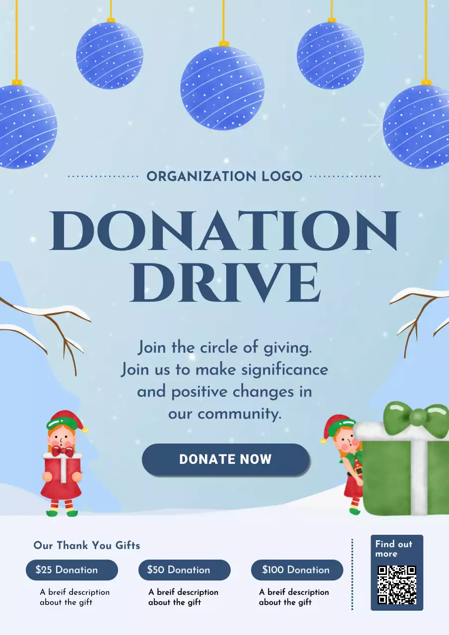 Blue Modern Donation Promotion Poster