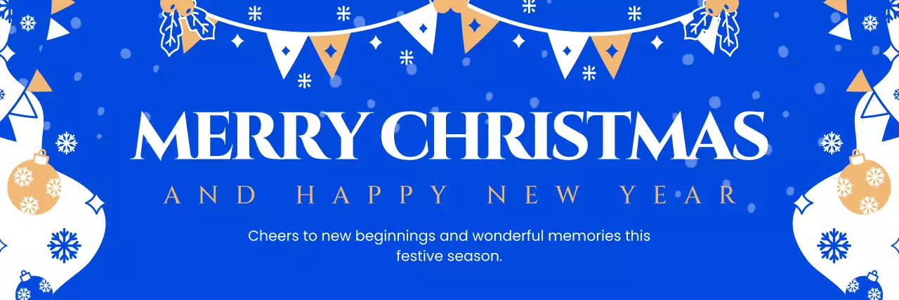 Blue White Illustrative Merry Christmas And Happy New Year
