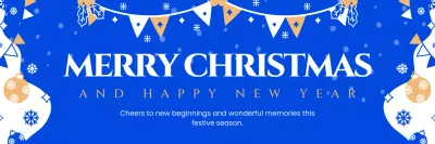 Blue White Illustrative Merry Christmas And Happy New Year