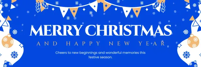 Blue White Illustrative Merry Christmas And Happy New Year