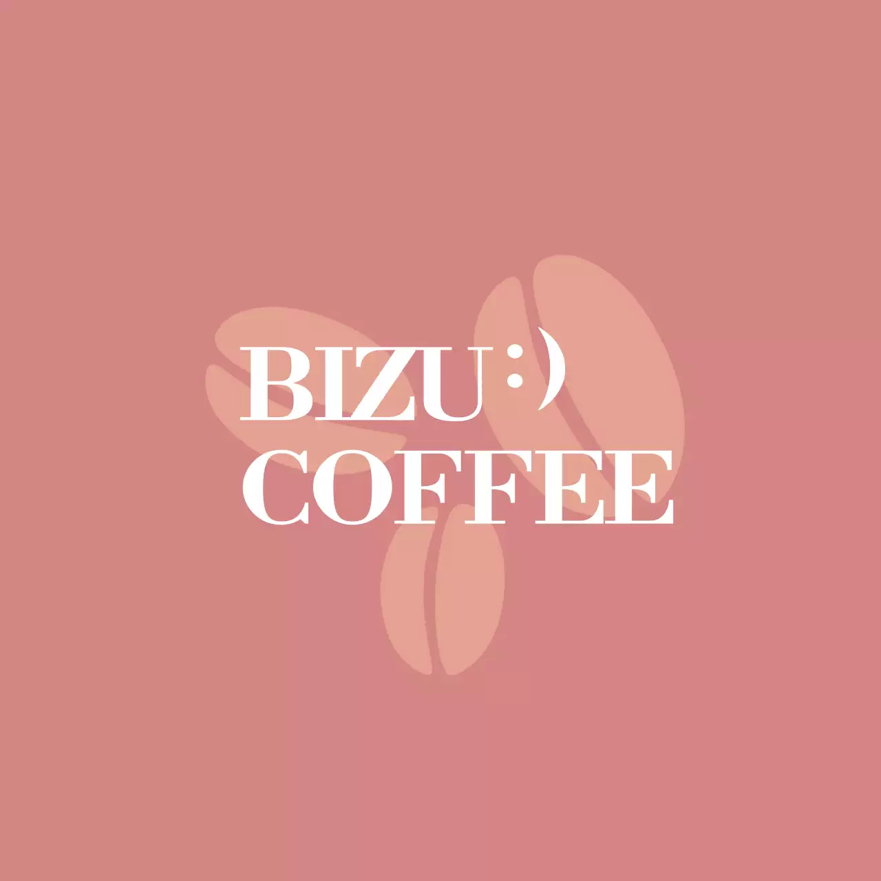 붉은 연갈색과 연주황색의 화이트 텍스트 커피콩 일러스트로 이루어진 클래식한 카페 홍보