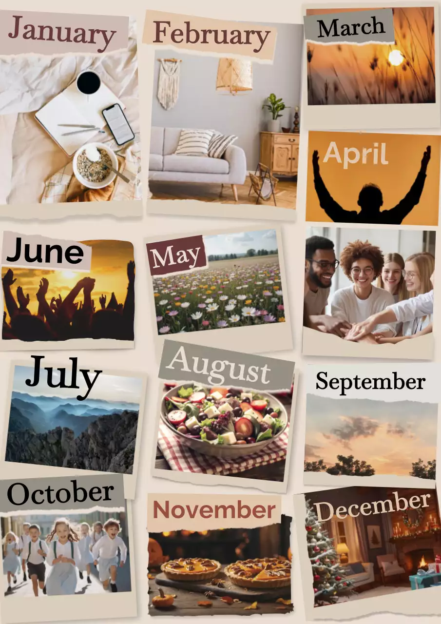 Colorful Aesthetic Calendar Design Poster