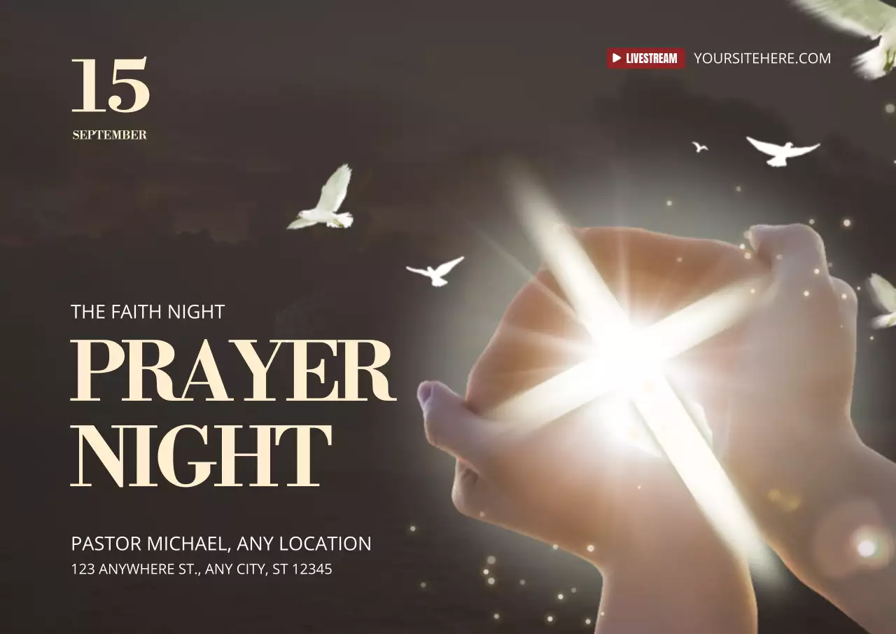 Brown Classic Prayer Announcement Poster