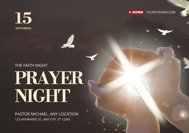 Brown Classic Prayer Announcement Poster