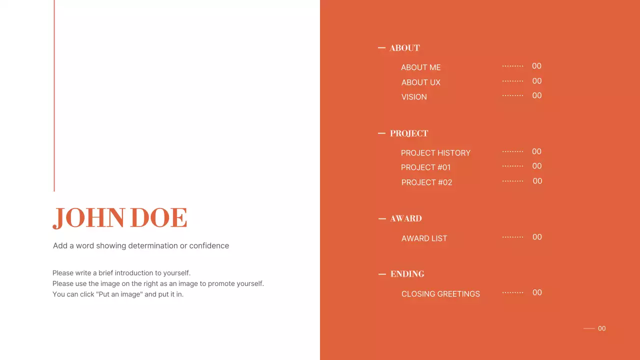 Orange Minimal Portfolio Resume Presentation